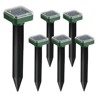 21C Trend 橫掃 地鼠 有害動物 蛇 鼠 強力超音波太陽能驅趕器 黑色, 6個, 1入