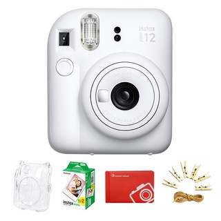 FUJIFILM 富士 instax mini 12 拍立得相機 黏土白 + mini底片 2入 + 透明保護殼 + 原創迷你相簿 + 照片線夾組 instax mini12, 1套
