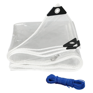 QUECHUNG 透明大型pvc加厚0.5mm防風塑膠布 + 繩子, 1個