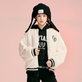 applepink 女童雙面穿毛絨內裡棒球外套 S703