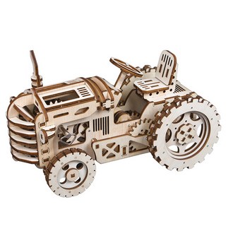 ROKR Robotime DIY機械齒輪木製拖拉機3D立體拼圖 LK401, 單色, 135件, 1個