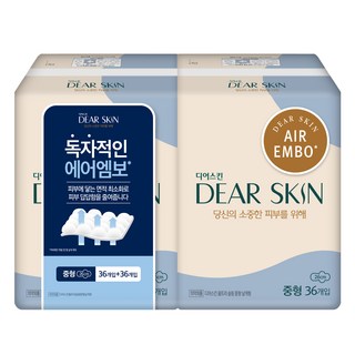 디어스킨 울트라슬림 생리대 날개형, 중형, 72개입, 1세트