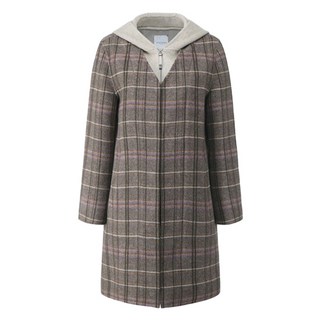Crocodile 鱷魚 女士羊毛混紡連帽格紋大衣 CLAWCT105