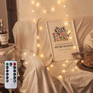 USB타입 줄전구 100구 + 리모컨 세트, 웜노랑, 1세트