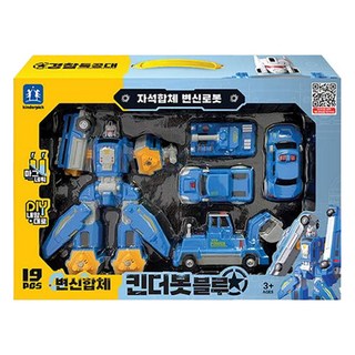 Kinderpick Kinderbot 磁吸合體變形機器人 警察特攻隊套組, 藍色, 1套