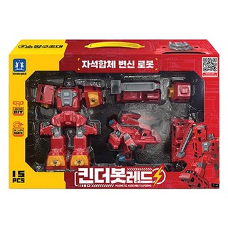Kinderpick Kinderbot 磁性合體變形機器人 消防救援隊套組, 1套, 紅色