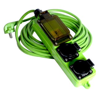 One Stop 4000W 高容量防雨型漏電斷路器電源延長線多功能插座 2孔 SE-EL162, 20m, 綠色, 1個