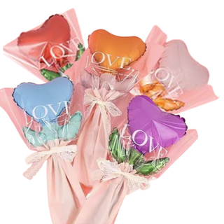 泰坦 生日 紀念日 求婚 團體 派對 活動 愛心 花束 氣球 5件組, 混色, 1套