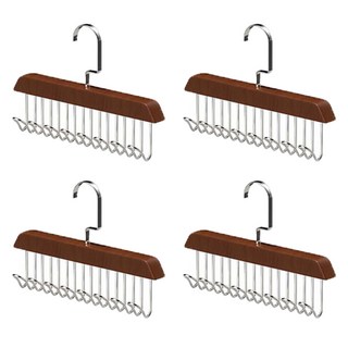 Homevanesse 8勾原木多用途掛架, 胡桃木色, 4個