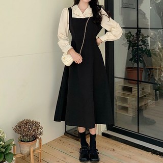 女神婚禮客串襯衫分層緊身胸衣長裙, 黑色