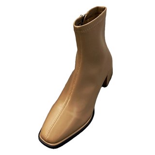 女款方頭彈力襪靴中跟踝靴 HLBN9G07