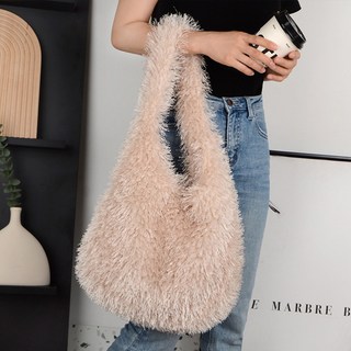 Elsso 棉花糖人造毛皮單肩斜揹包