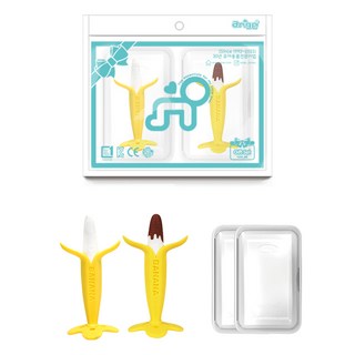 앙쥬 치발기 2종 + 케이스 2p 세트, 치발기 초코바나나 + 바나나 + 케이스2p, 혼합색상, 1세트