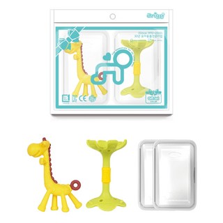 앙쥬 치발기 2종 + 케이스 2p 세트, 치발기 기린 + 입술 + 케이스 2p, 그린(입술), 1세트