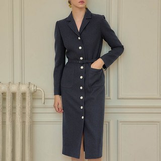JuliynCalla Calla99 Etoile Long Queen Tweed Dress, 海軍藍