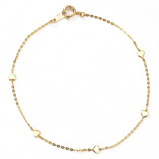 semijuwelry 女款 14k 迷你愛心墜飾鍊式手鍊 + 購物袋