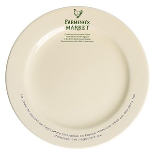 Tiny Blanc Farming's Market 字母 美麗餐盤 早午餐盤 純白圓盤, 單一顏色, 1個