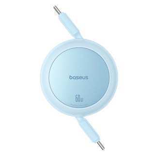 Baseus 倍思 最新型 Type C 60W PD超高速迷你捲盤充電線, 1個, 1m, 藍色