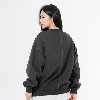 MOZMOZ 毛圈布刷毛顏料染後背縫線寬鬆大學T