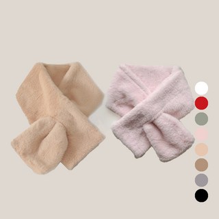 Elsso 冬季情侶短版毛絨圍巾2件組