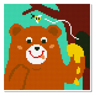 모모픽스페인팅 캔버스형 동물 공룡 보석십자수 세트 20 x 20 cm, DB05 꿀먹은 곰, 1세트