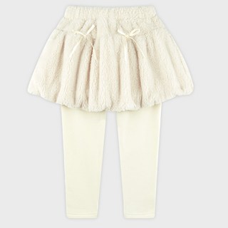 WALTONKIDS 女童氣球版羔羊絨內刷毛保暖褲裙