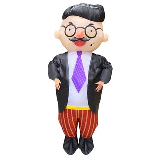 角色扮演用老闆大叔造型充氣裝, 黑色, 1個