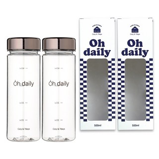 오데일리 보온보냉 메탈 트라이탄 물병, BLACK + BLACK, 500ml, 1세트