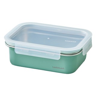 LocknLock 樂扣樂扣 粉彩不鏽鋼保鮮盒 綠色 1.2L, 1個, 盒身 + 上蓋