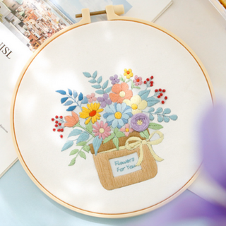 Simple Line 法式刺繡 DIY 興趣組合, 1套, 籃子