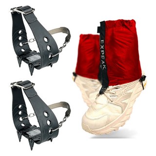 XPEAK 短版雪套 + Easy Two Chain Zen 4P帶冰爪 左右一組, 紅色(短版雪套)