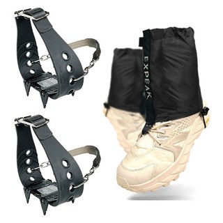 XPEAK 短版雪套 + Easy Two Chain Zen 4P帶冰爪 左右一組, 黑色(短版雪套)