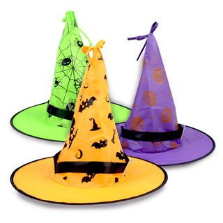 萬聖節LED尖頂巫師帽3入組, 1套, 隨機出貨