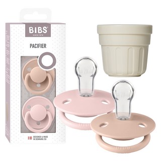 BIBS 豪華矽膠側邊 2p + 專屬帽套, 1套, 單一尺寸(36個月以下), 9 腮紅 & 花漾