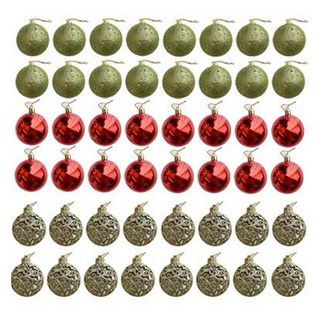 Lovely Farm 紅綠混搭 聖誕樹裝飾球 吊飾 6cm 48款套組, 1套, 混色