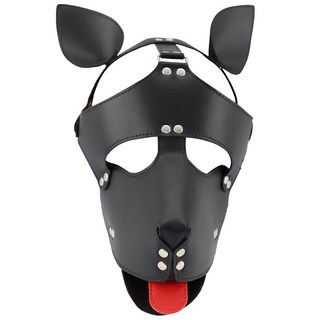 人造皮革狼狗面具, 黑色, 1個