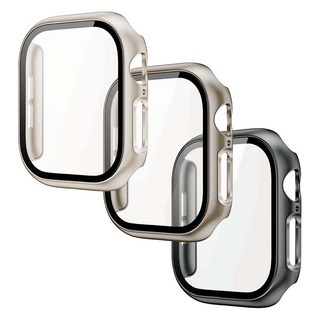 ZELSEN Apple Watch 全包覆式一體成型 9H 鋼化玻璃 金屬保護殼 42mm 3件組, 自然色, 鈦金色, 金屬灰, 1套