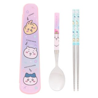 LiLFANT 兒童用吉伊卡哇輕量大童真空不鏽鋼湯匙筷子+纖薄收納盒組 MZ8460, 1個, 勺子+筷子+箱子, 混色