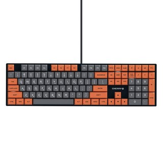 CHERRY 全潤滑機械式鍵盤, 靜音紅軸, 橘色 + 灰色, KC200 MX 2A