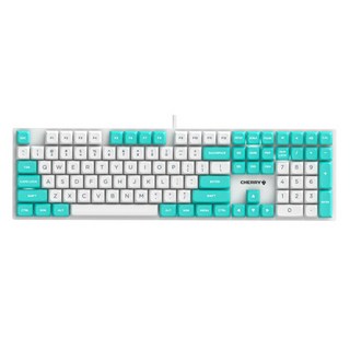 CHERRY 全潤滑機械有線鍵盤, KC200 MX 2A, 白色 薄荷綠, 白軸
