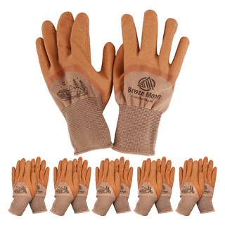 Breeze Moon 露營防滑半塗層安全工作手套, 6個, 混合顏色