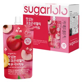 sugarlolo 低卡蒟蒻能量飽足果凍飲 水蜜桃&李子口味, 10包, 150g
