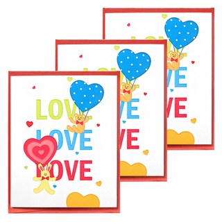 투영디자인 반짝 팝업 카드, 러브러브러브, 3개