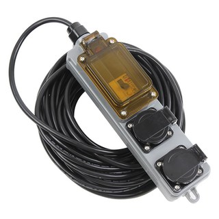 One Stop 防水型2孔漏電斷路露營延長線, 灰色, 1個, 10m