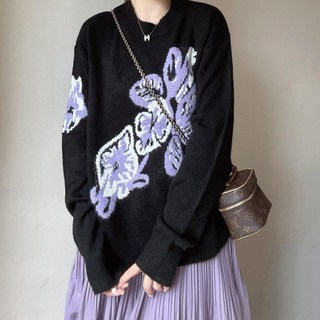 ATTERLIC 女款漸層花朵圓領針織毛衣 05015