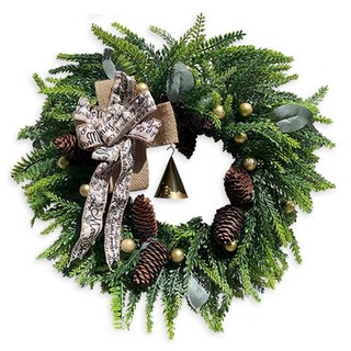 Homeflow 松果花環 聖誕室內裝飾, 綠色, 1個
