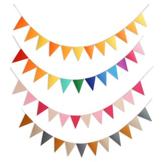 Party09 旗幟三角掛旗4件組, 1套, 橘色調, 粉色調, 彩虹, 棕色調