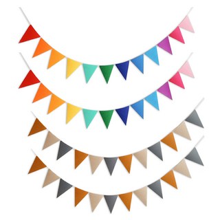 Party09 旗幟三角掛旗 2款 x 2入組, 1套, 彩虹, 棕色調