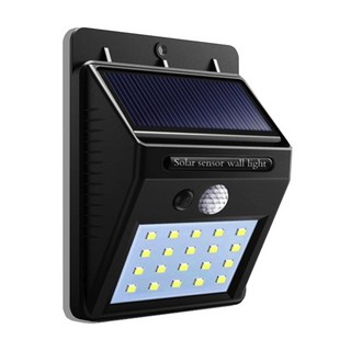 Time Leisure 太陽能充電戶外牆壁廣角人體感應燈 LED20顆 黑色, 4個