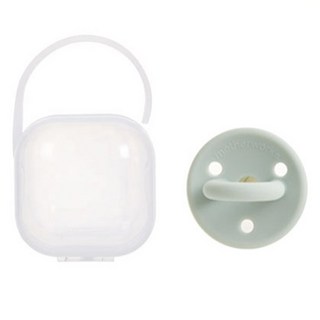 Motherworks 韓國製造 嬰兒用矽膠奶嘴 + 奶嘴盒套組, 1套, 單一尺寸(0~36個月), 鼠尾草綠